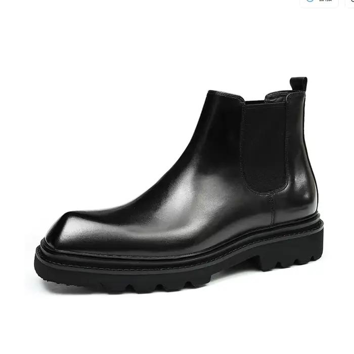Bottes Chelsea en cuir véritable pour hommes, chaussures antiques teintes à la main, haut de gamme, 