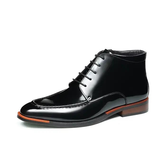 Bottes en cuir pour hommes, bout pointu à lacets, style britannique, vêtements de travail, style oxf