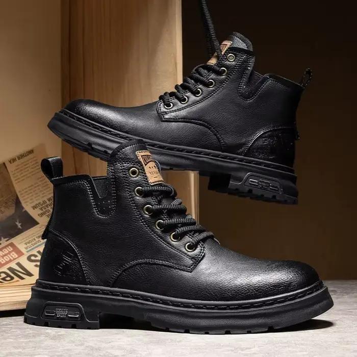 Bottines de luxe rétro britanniques pour hommes, chaussures montantes en cuir de haute qualité, à la