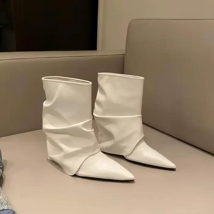 Bottines d'hiver à talons hauts pour femmes, bottes Chelsea noires et argentées, antidérapantes, rés
