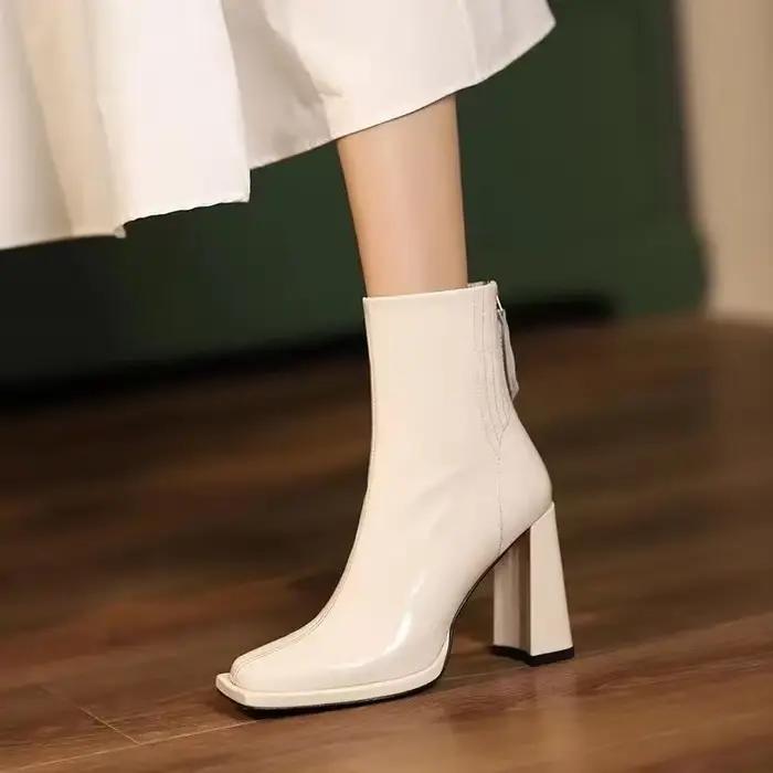 Nouvelles bottes à talons hauts pour femmes, bottes d'automne et d'hiver, bottes à talons épais, bot