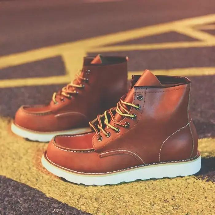 Bottes en cuir véritable pour hommes
