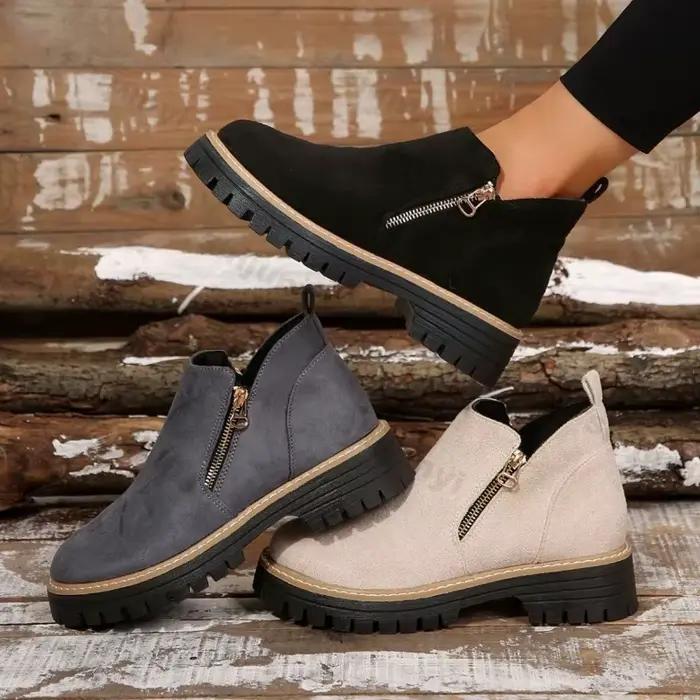 Bottines courtes décontractées à fermeture éclair pour femme