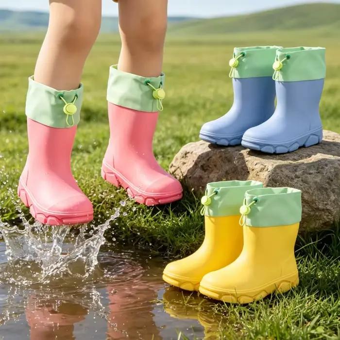 Bottes de Pluie pour Enfants 2026, Garçon et Fille, Couleur Unie, Imperméables, Confortables, Antidérapantes, Durables, Chaussures d'Eau pour Enfants, Idéales pour l'Extérieur
