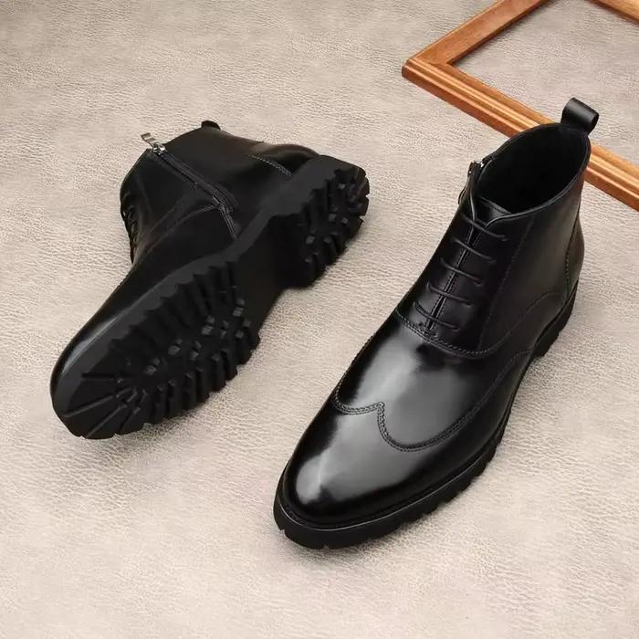 Bottes en cuir pour hommes, chaussures montantes pour hommes, style hiver, style britannique, mocassins, grande taille, chaudes
