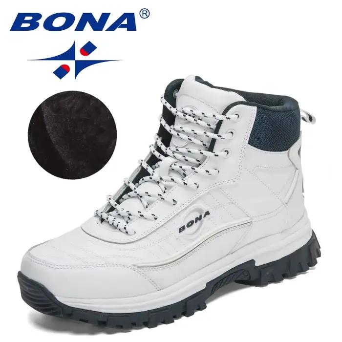 BONA nouveau concepteur Nubuck Anlke bottes hommes haut anti-dérapant bottes de randonnée homme en peluche chaud hiver bottes courtes chaussures de marche