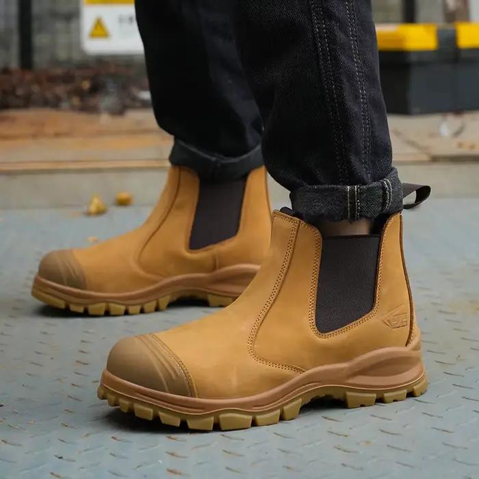 Botte de sécurité en cuir nubuck blé