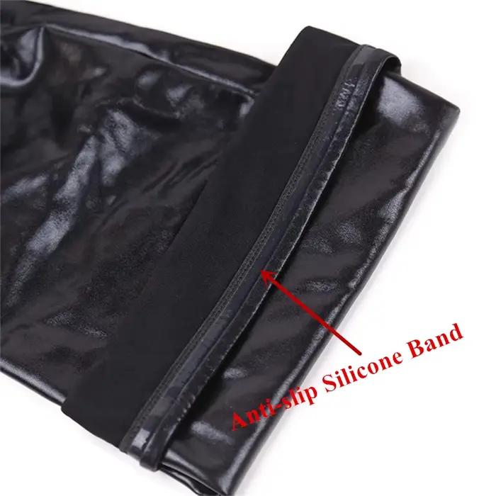 XXL grande taille Faux Latex bottes pôle chaud danse Clubwear gothique Punk PU cuir cuisse haute bas femmes Sexy Cosplay Costumes