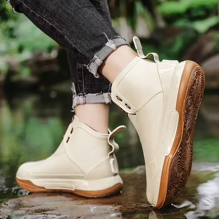Nouvelles bottes de pluie mi-mollet en caoutchouc antidérapantes pour homme, imperméables, confortables et pratiques pour la pêche et le travail printemps automne