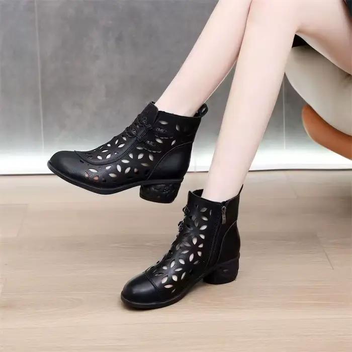 Bottines en cuir ajouré pour femmes