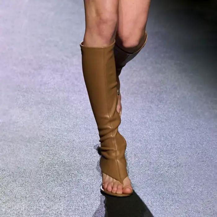 Bottes élastiques en microcarence souple pour femmes, tongs au genou, fermeture éclair latérale, talon bas, cuissardes, nouvelles occasions spéciales