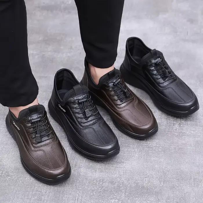 Bottes pour hommes pour l'extérieur 2025 mode hiver chaussures en cuir antidérapantes en coton