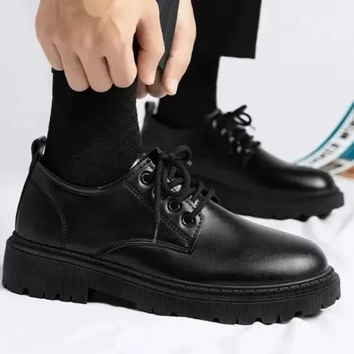 Chaussures décontractées en cuir noir pour hommes style business printemps automne confortables et durables