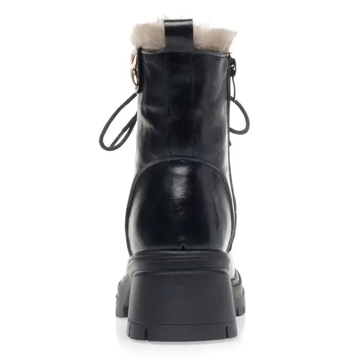 Bottines antidérapantes en cuir véritable pour femmes hiver élégantes confortables bottes de neige à plateforme talon carré doublure fausse fourrure ocassions spéciales