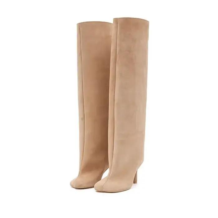 Bottes hautes en daim pour femmes