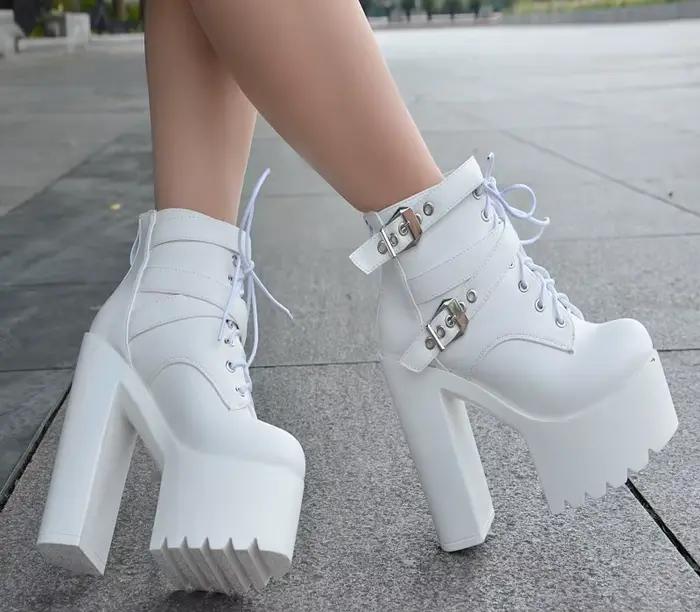 Bottines de mode de style européen et américain 2025 printemps nouveau coréen épais avec des bottes courtes 14 cm