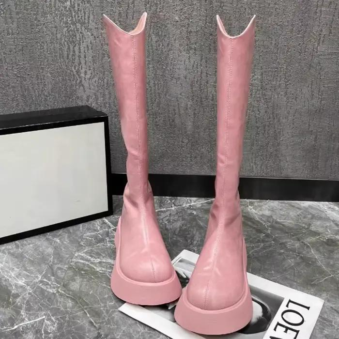 Bottes de chevalier en cuir véritable pour femmes