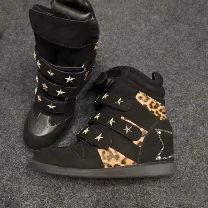 Nouvelles Bottines Décontractées pour Femmes Printemps-Automne, Bout Rond, Design à Empiècements, Imprimé Léopard Tendance 2026, Confortables pour l'Extérieur