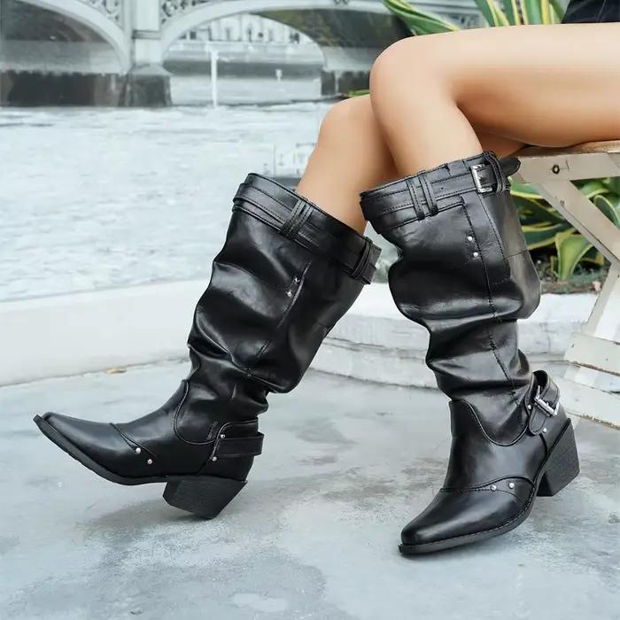 Bottes hautes plissées pour femmes