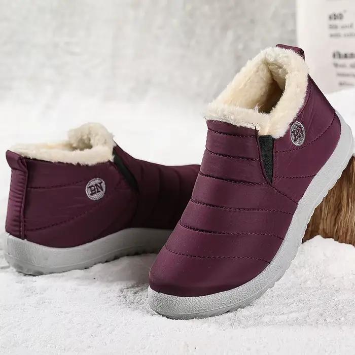 Bottes en non-tissé pour hommes, doublure en peluche, imperméables, style décontracté, idéales pour l'hiver et les randonnées enneigées