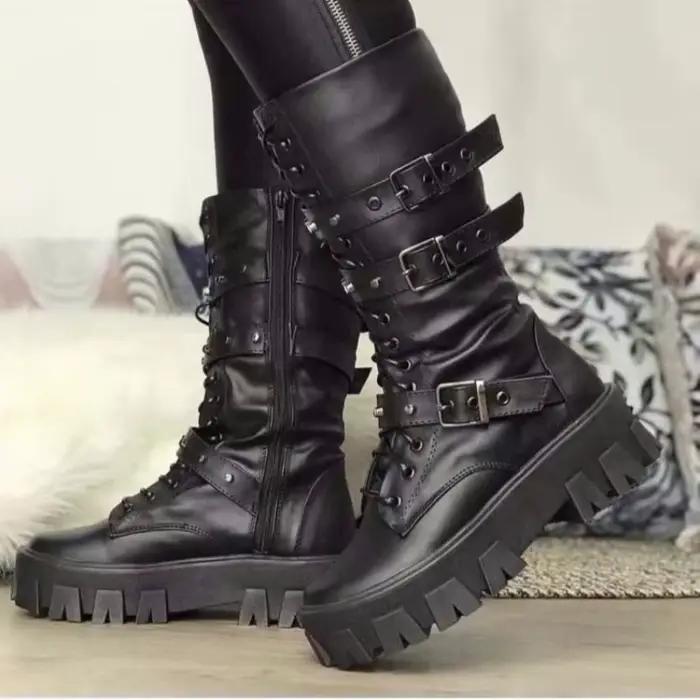 Bottes de luxe en cuir Pu pour femmes