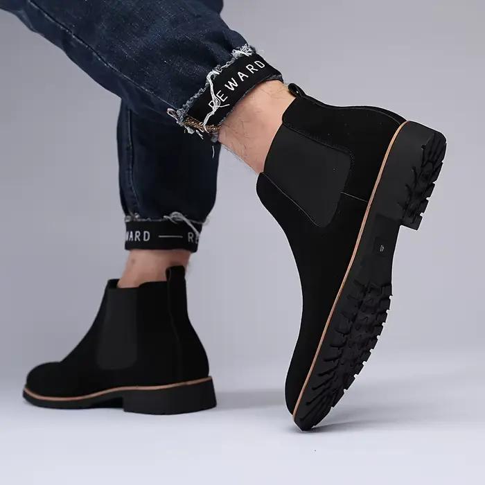 Bottes mi-mollet à bout rond pour homme