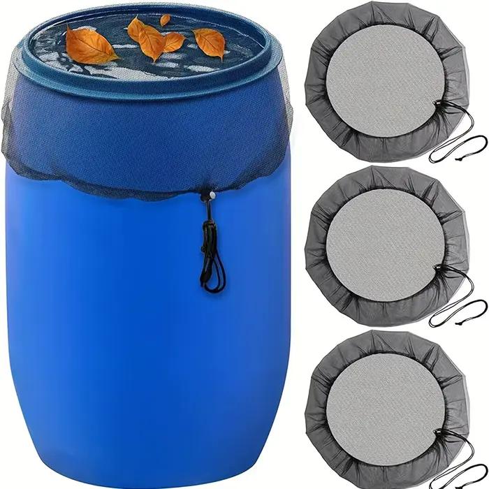 Housses de protection pour barils de pluie, filets de recueil d'eau de pluie pour réservoirs, filets de collecte d'eau de pluie avec cordon de serrage