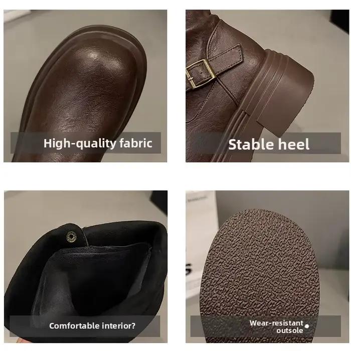 Bottes pliables à double boucle de ceinture pour femme
