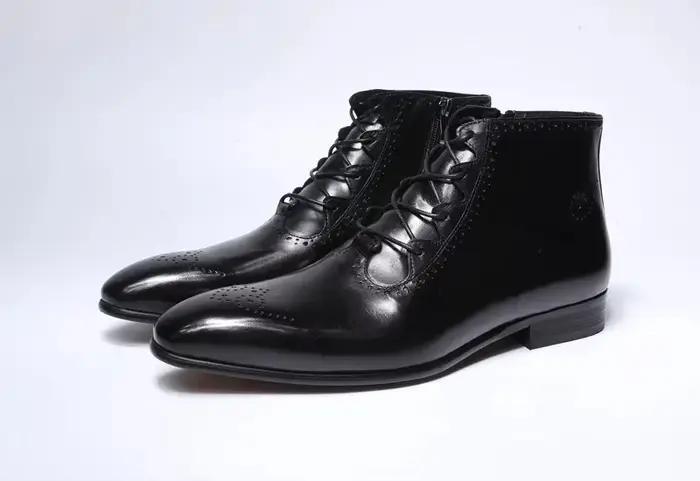 Bottines Chelsea de luxe en cuir véritable pour hommes