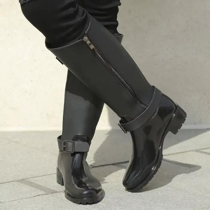 Bottes hautes à fermeture éclair pour femmes