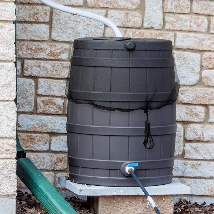 Housses de protection pour barils de pluie, filets de recueil d'eau de pluie pour réservoirs, filets de collecte d'eau de pluie avec cordon de serrage