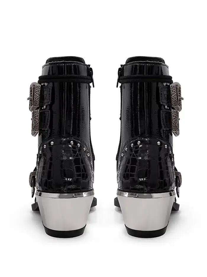 Bottines gothiques punk à bout pointu pour femmes
