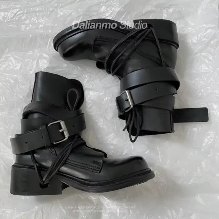 Bottes de rinçage à plateforme pour femmes, RiSALE Pearl Optics Sole, Bottes de moto, Style punk, Chaussures à la mode, Nouveau, 2024