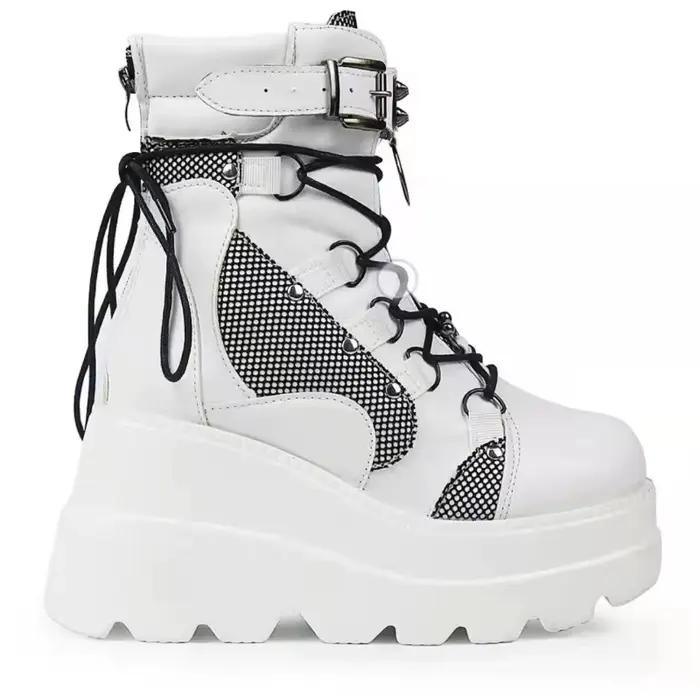 Bottines à semelles compensées pour femme, chaussures courtes à talons hauts, nouveau Design à la mode, chaussures de Cosplay à fermeture éclair, automne 2025