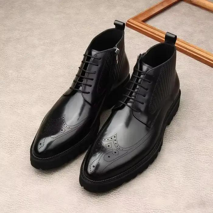Bottines Chelsea, hauts, lacets, bottines pointues en peau de vache, pour le travail, style anglais