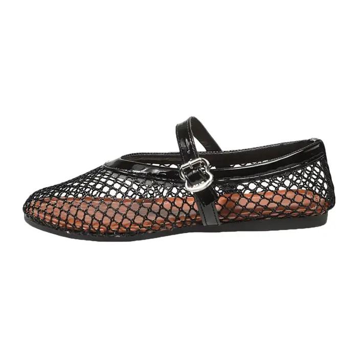 Chaussures plates à semelle plate en maille grande taille pour femmes, style Mary Jane, idéales pour l'été et la pêche, chaussures TEMU transfrontalières pour femmes