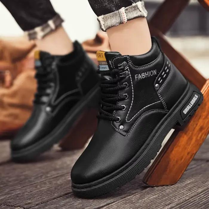 Bottines courtes à lacets pour hommes mi-mollet printemps automne confortables pour randonnées et occasions sociales