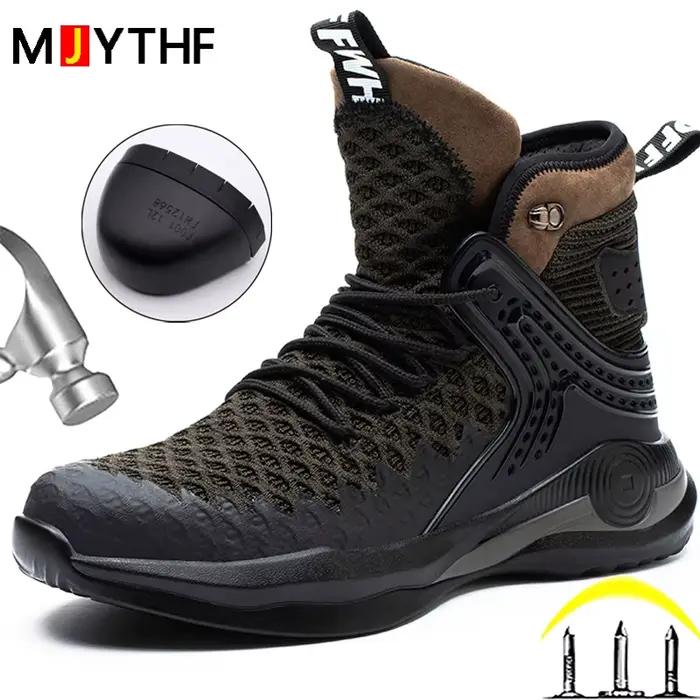 Chaussures de sécurité grande taille 37-50, bottes de sécurité de travail indestructibles pour hommes, baskets de travail à bout en acier, bottes de travail, Protection légère