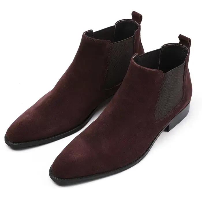 Chaussures montantes britanniques à bout pointu, bottines d'affaires en cuir nubuck, bottes