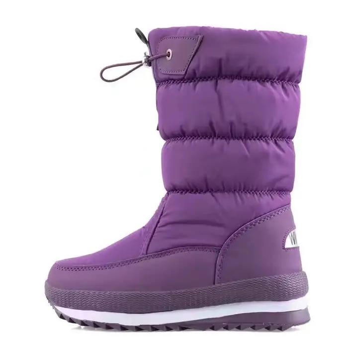Bottes d'hiver épaisses pour femmes, doublées de polaire, chaudes, multicolores, antidérapantes, mi-mollet, en coton