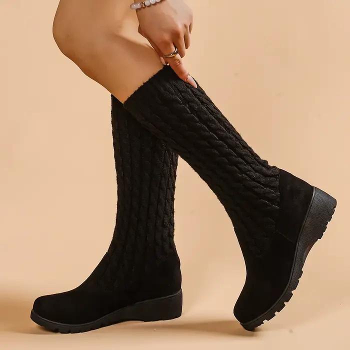 2026New femmes bottes mode décontracté mi-mollet bottes classique sans lacet chaussettes élastiques bottes femmes plate-forme compensée chaussons Botas Mujer
