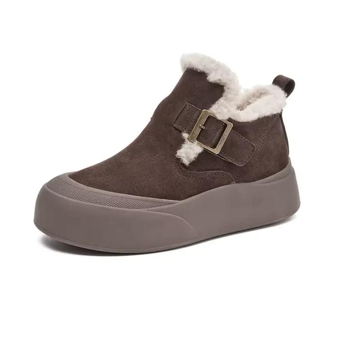 Bottes de neige en cuir véritable pour femme