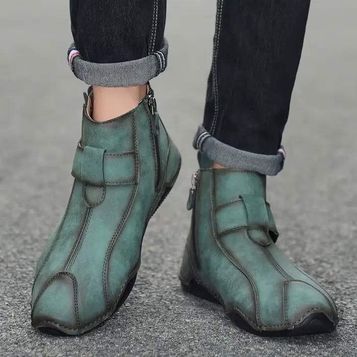 Automne et hiver nouveaux hommes bottes courtes 2025 britannique classique rétro fond plat coton chaussures en plein air affaires chaussures de ville