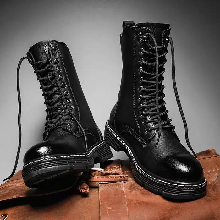 Bottes d'extérieur en cuir véritable pour hommes
