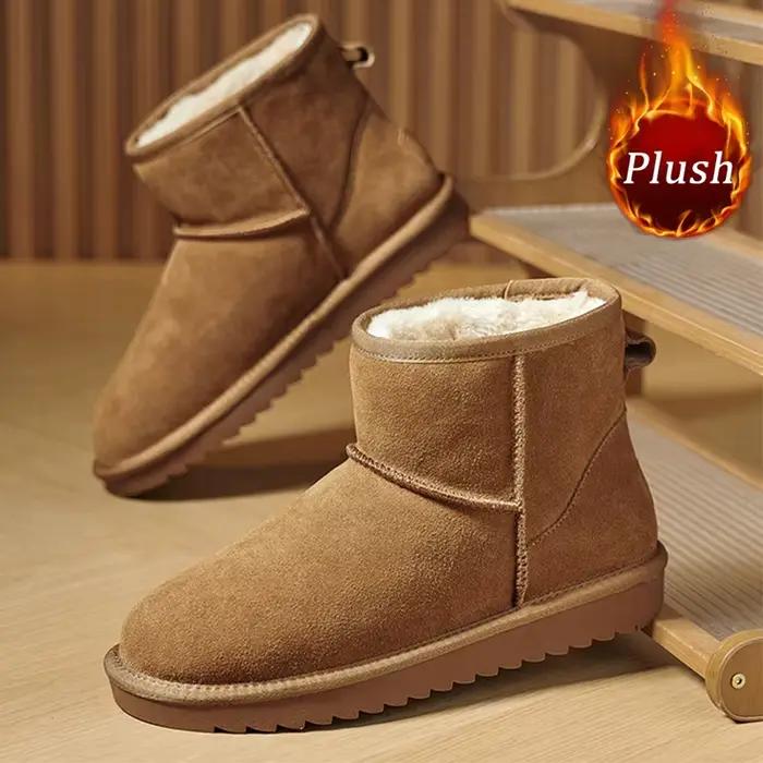 Bottes de neige pour hommes en tissu coton avec doublure polaire thermique - Tailles grandes de 45 à 50 - Pour les activités hivernales et les sorties enneigées