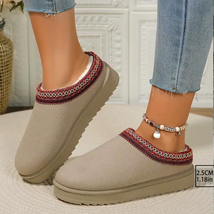 2025 nouvelles bottes de neige pour femmes décontracté sans lacet laine chaude maison de luxe élégant hiver marche Shopping mode chaussures plates grande taille