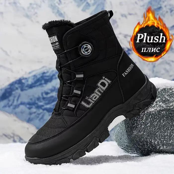Bottes d'hiver pour homme design mi-mollet doublure fourrure chaude et confortable pour sports et usage quotidien