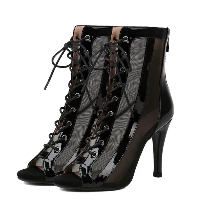 DKZSYIM femmes bottes de danse noir bottines respirant Salsa chaussures