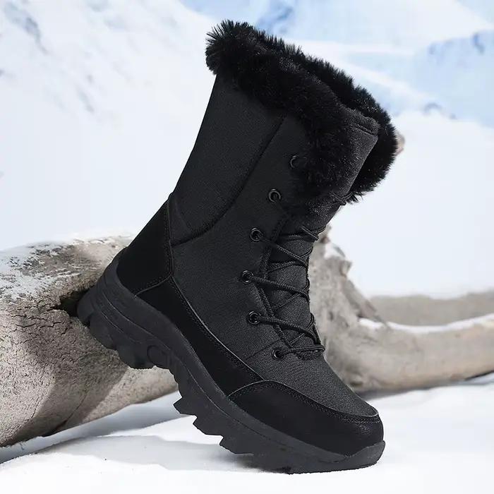 Bottes d'hiver imperméables et antidérapantes en viscose doublées de polaire pour femmes occasions hivernales et sports de neige