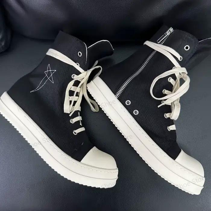 Ro Design classique botte en toile noire chaussure haute hommes chaussures décontractées de luxe fermeture éclair femmes Sneaker s bottines baskets